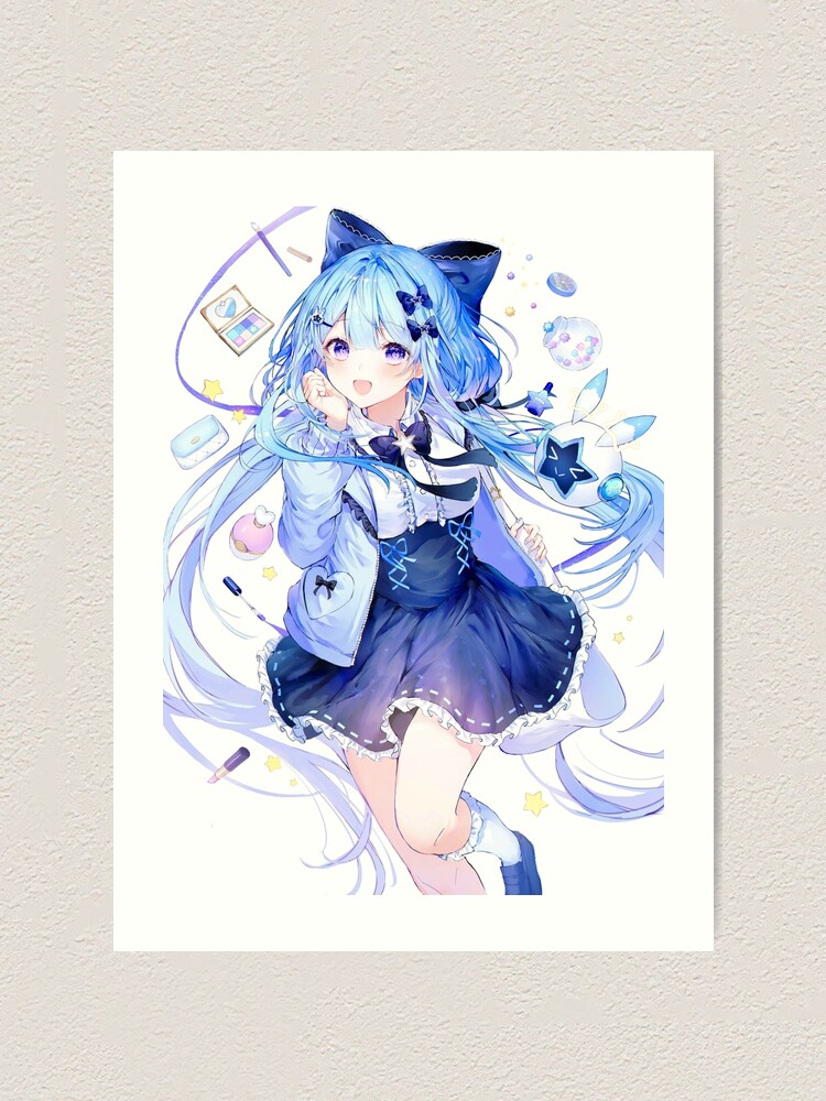 Wall Art Print Cute anime girl with blue outfit, Gifts & Merchandise