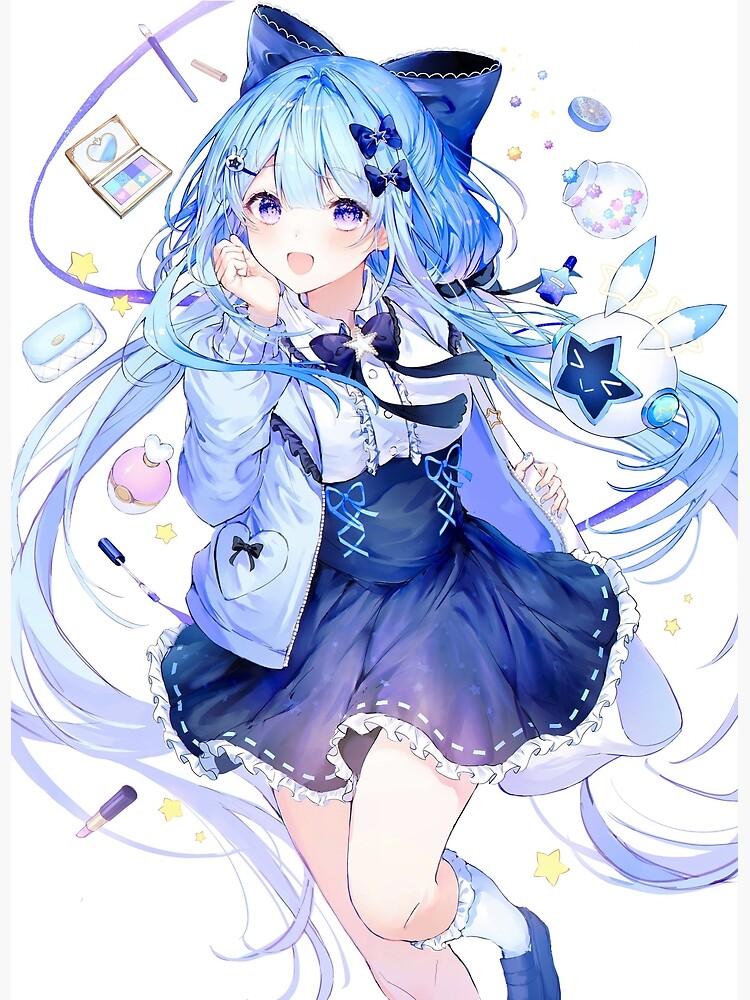 Discover Cute anime girl in blue Premium Matte Vertical Poster
