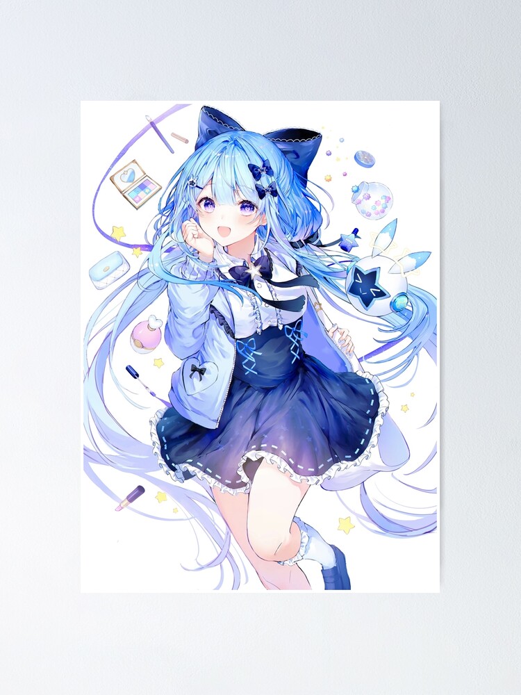 Art Poster Cute anime girl with blue outfit