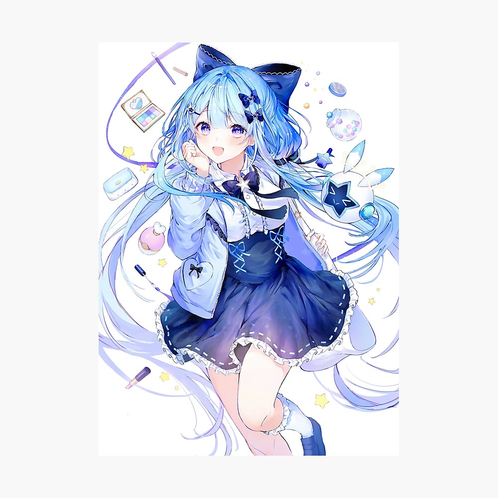 Cute anime girl in blue