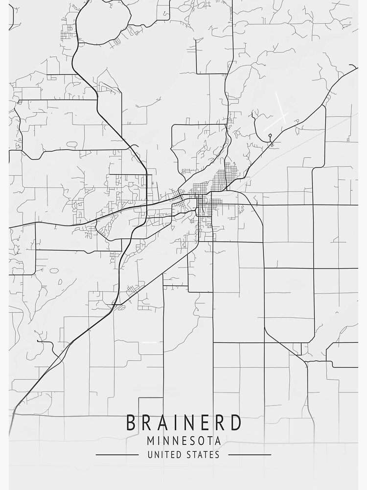 "Brainerd Minnesota US Gray City Map" Sticker by ctmapprint Redbubble