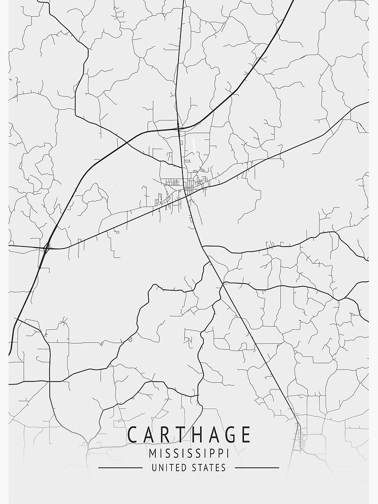 "Carthage Mississippi US Gray City Map" Poster for Sale by