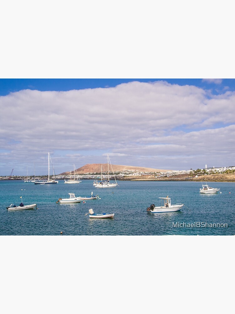 "Small boats and Playa Blanca resort, Lanzarote" Poster by