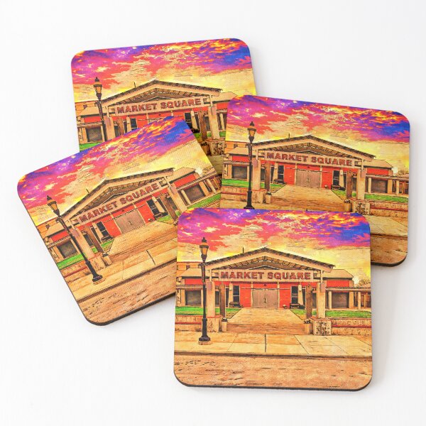 Item preview, Grand Prairie Farmers Market at sunset - digital painting designed and sold by NickoPrints.