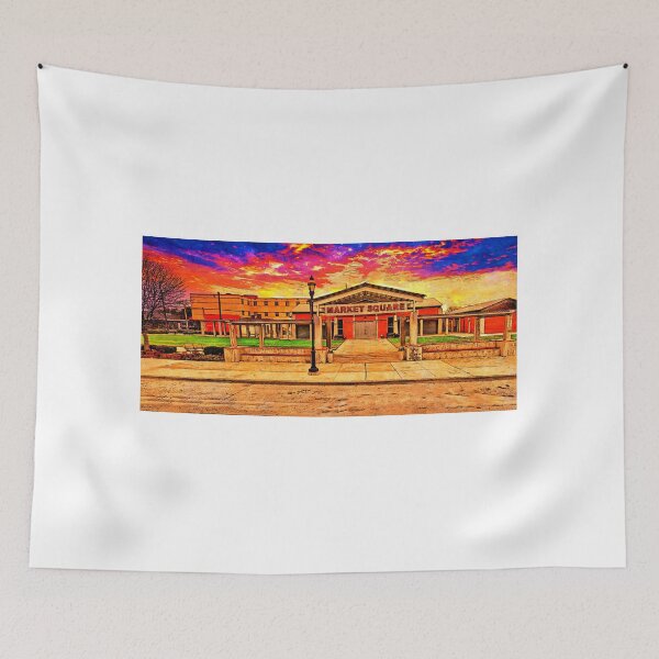 Item preview, Grand Prairie Farmers Market at sunset - digital painting designed and sold by NickoPrints.