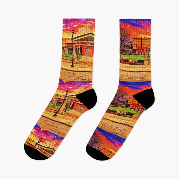 Item preview, Grand Prairie Farmers Market at sunset - digital painting designed and sold by NickoPrints.