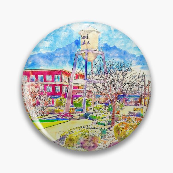 Item preview, The Water tower in Market Square, Grand Prairie, Texas - pen sketch and watercolor designed and sold by NickoPrints.
