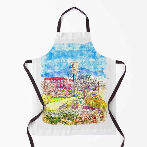 Item preview, The Water tower in Market Square, Grand Prairie, Texas - pen sketch and watercolor designed and sold by NickoPrints.