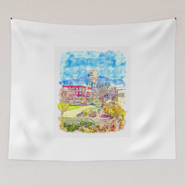 Item preview, The Water tower in Market Square, Grand Prairie, Texas - pen sketch and watercolor designed and sold by NickoPrints.