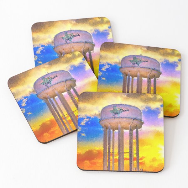 Item preview, The water tower near State Highway 161 at sunset, Grand Prairie, Texas designed and sold by NickoPrints.