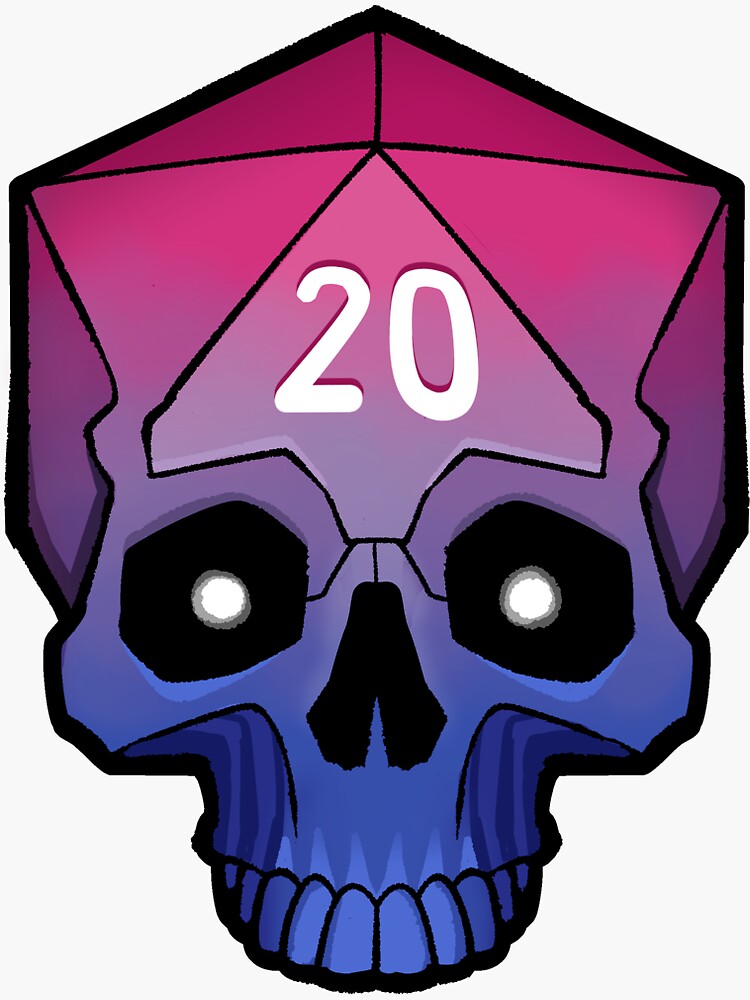 Skull D20 Bisexual Pride Sticker By Maladaze Redbubble