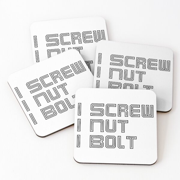 Item preview, I screw I nut I bolt minimalist line art typography text designed and sold by Randa Ranmania.