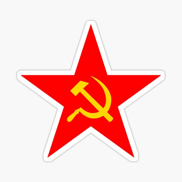 Hammer & Sickle. Red Star. Communist Star. Communism. On BLACK. Sticker