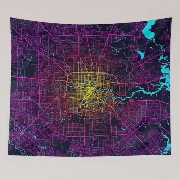 Item preview, Houston City Map of Texas, USA - Neon designed and sold by deMAP.