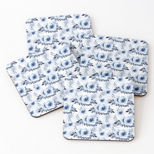 Item preview, Dusty blue flowers, watercolor, indigo blue flowers, seamless pattern. designed and sold by AnaGuziiArt.