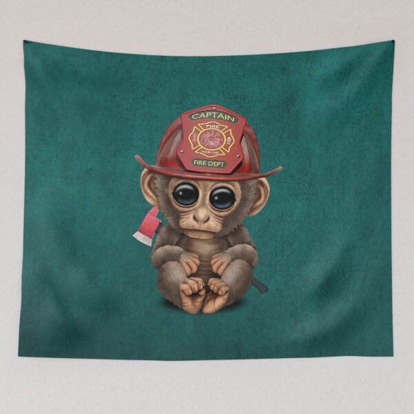 Item preview, Cute Baby Monkey Firefighter designed and sold by JeffBartels.