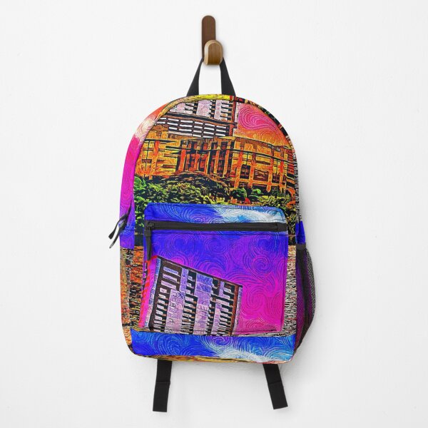 Item preview, Downtown Austin skyline seen from the Colorado River - impressionist painting designed and sold by NickoPrints.