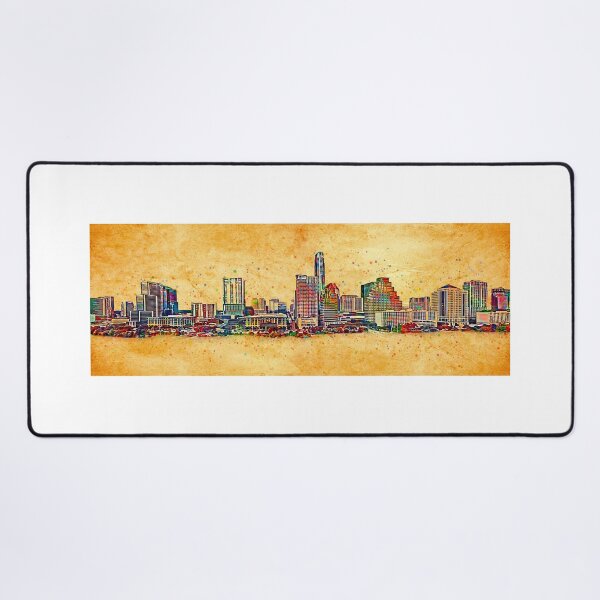 Artikelvorschau, Im Stadtzentrum gelegene Austin-Skyline - bunte Malerei entworfen und verkauft von NickoPrints.