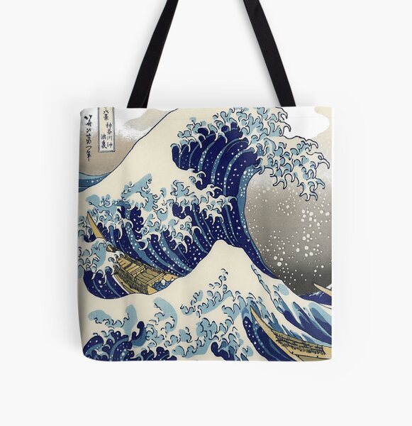 The Great Wave, Large Organic Tote Tag, Kanagawa Wave, Katsushika Hokusai