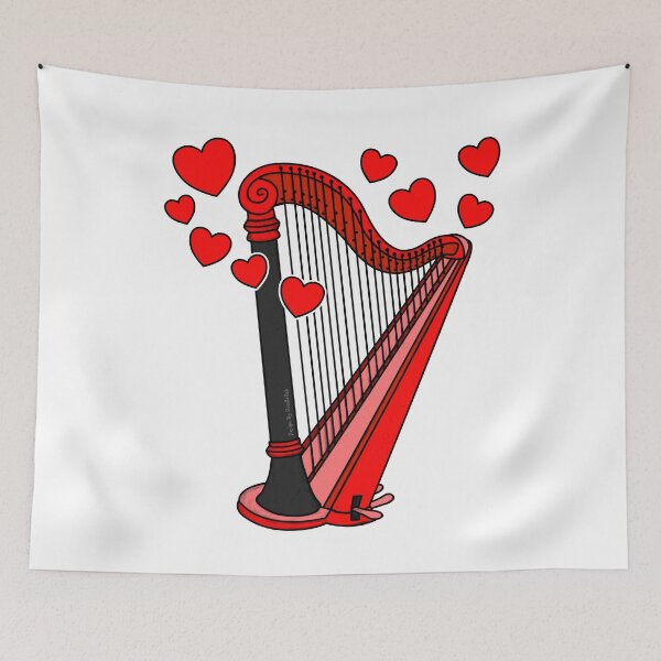 Item preview, Harp Wedding Harpist Valentines designed and sold by doodlerob.