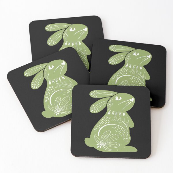 Artikelvorschau, Salbeigrüner Pastell-Osterhase mit Blumen-Design entworfen und verkauft von EarthArtDesigns.