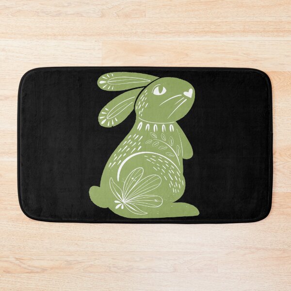 Artikelvorschau, Salbeigrüner Pastell-Osterhase mit Blumen-Design entworfen und verkauft von EarthArtDesigns.