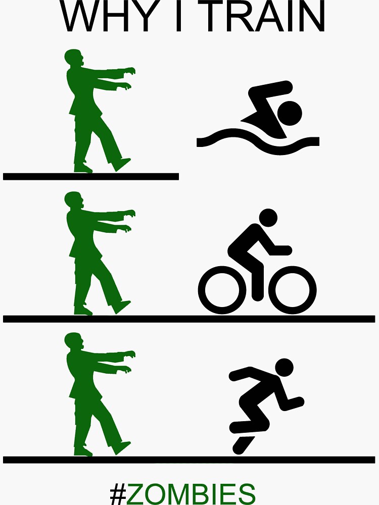"Zombie Triathlon Training" Sticker by triharder12 Redbubble