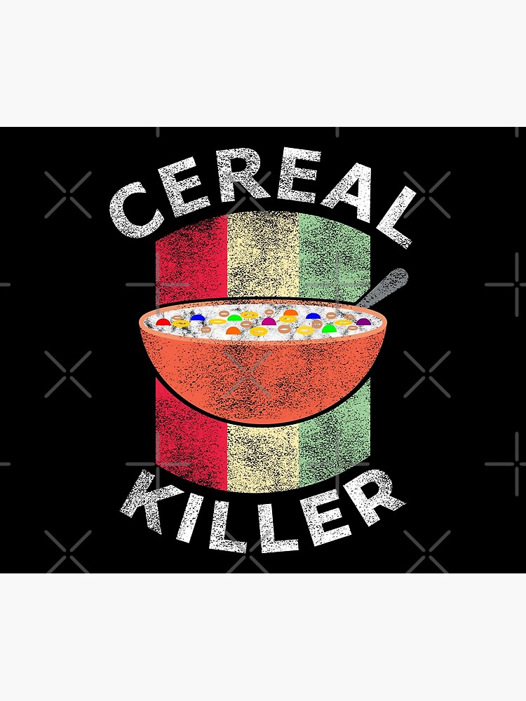 "Vintage Cereal Killer Food Pun Funny Cereal Box Breakfast Cereal Milk