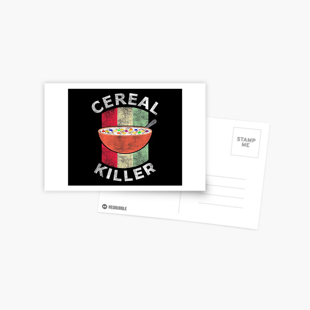"Vintage Cereal Killer Food Pun Funny Cereal Box Breakfast Cereal Milk
