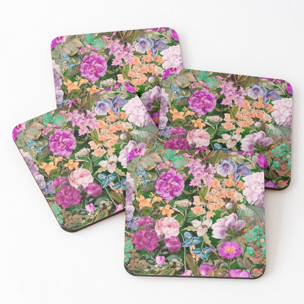 Item preview, Elegant vintage floral purple flowers and roses, botanical pattern, vintage floral illustration, dark green flowers design designed and sold by ZeinabTaha.