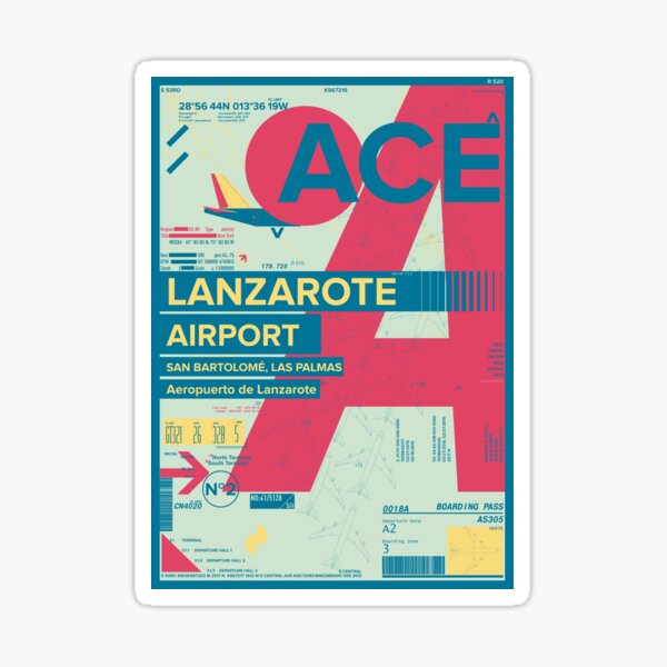 Lanzarote Canarias España Airport Travel Design Pegatina