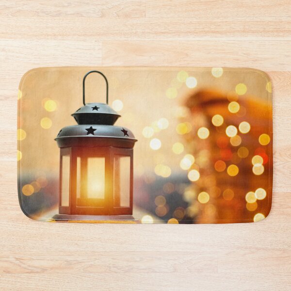 Item preview, Ornamental Arabic lantern with burning candle glowing. Festive greeting card. Invitation for Muslim holy month and bokeh light designed and sold by sigoisette.