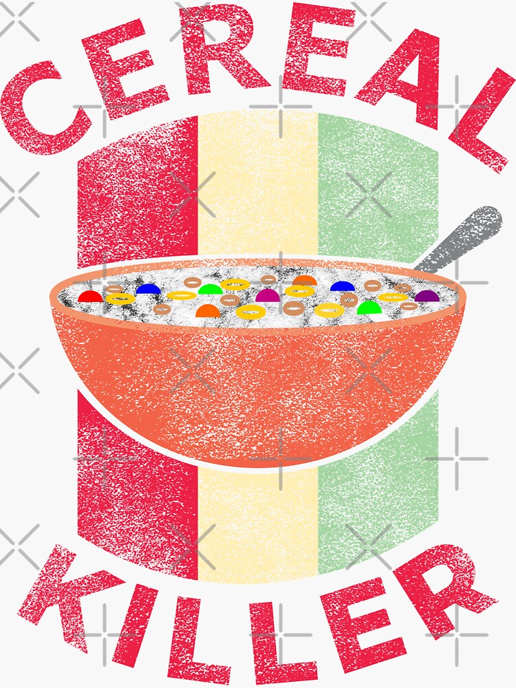 "Vintage Cereal Killer Food Pun Funny Cereal Box Breakfast Cereal Milk