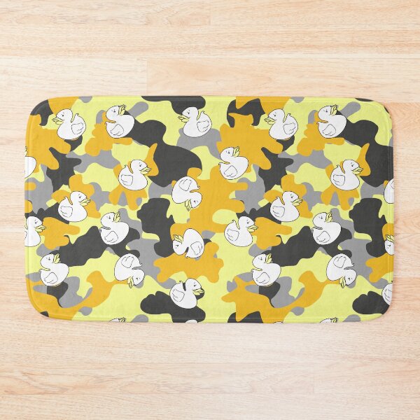 Item preview, Plastic duck toy on yellow military background designed and sold by Elena Ivan - Papadopoulou.