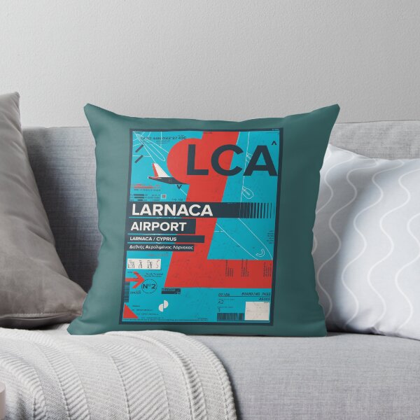 Larnaca Airport Cyprus Travel Stamp Flight Pass Throw Pillow