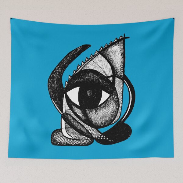 Item preview, "I see you" - African Symbolic Surrealist Art - Blue designed and sold by Tony Cisse.