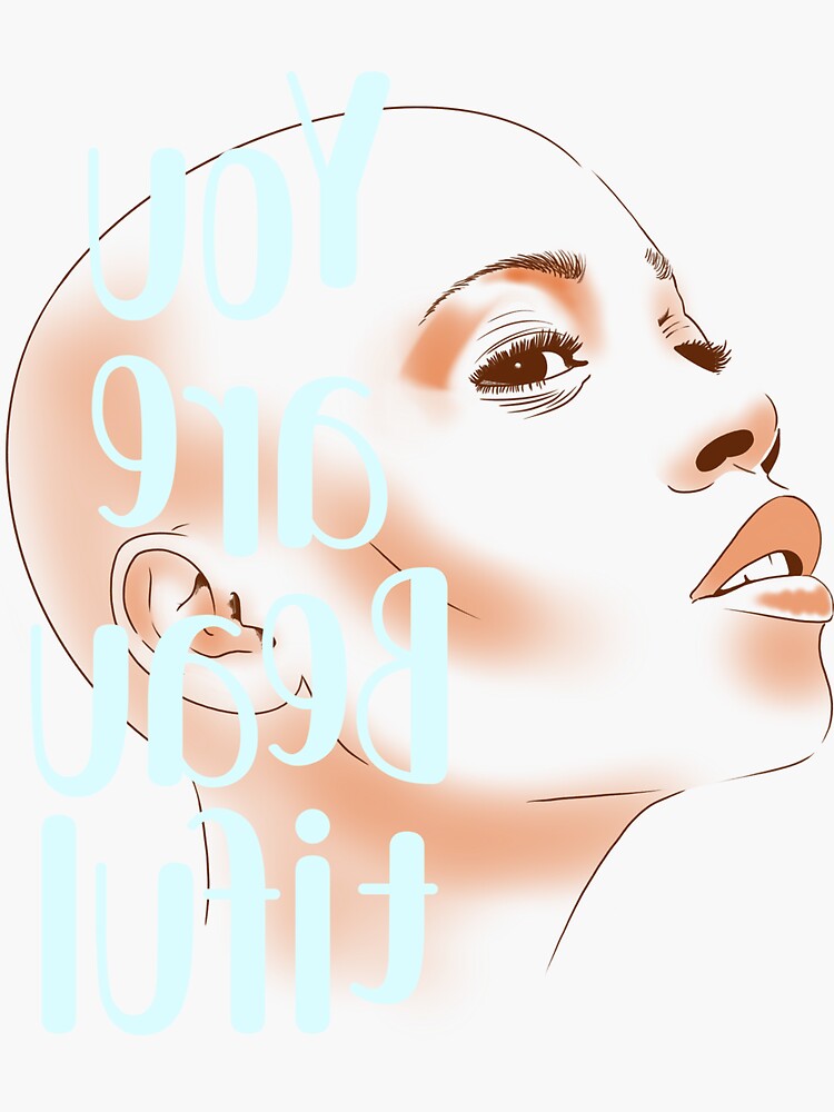 "You Are Beautiful Mirror selfie reverse image" Sticker for Sale by