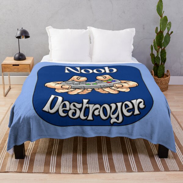 Item preview, Noob destroyer with game controller in blue. Funny gaming quote. designed and sold by AEROSPACE-IND.