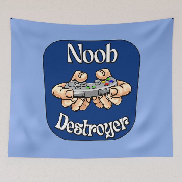 Item preview, Noob destroyer with game controller in blue. Funny gaming quote.  designed and sold by AEROSPACE-IND.