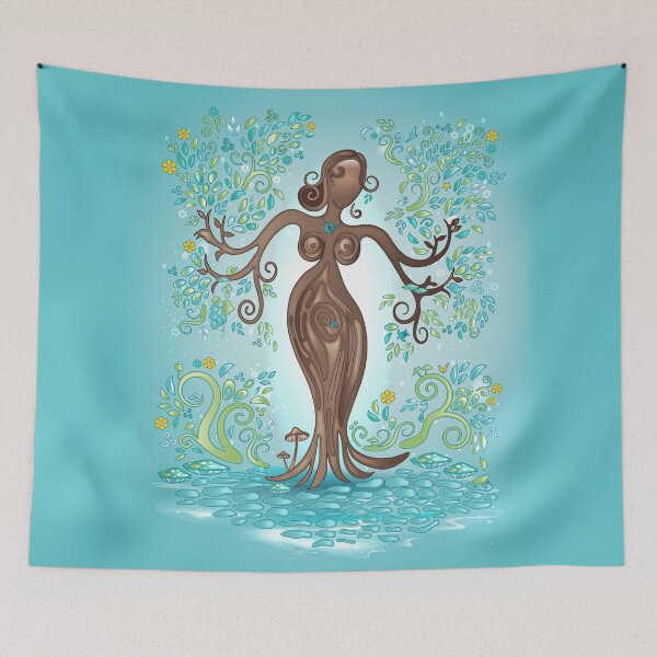 Artikelvorschau, Lady Goddess Tree - Blaugrün BG entworfen und verkauft von serenaking.
