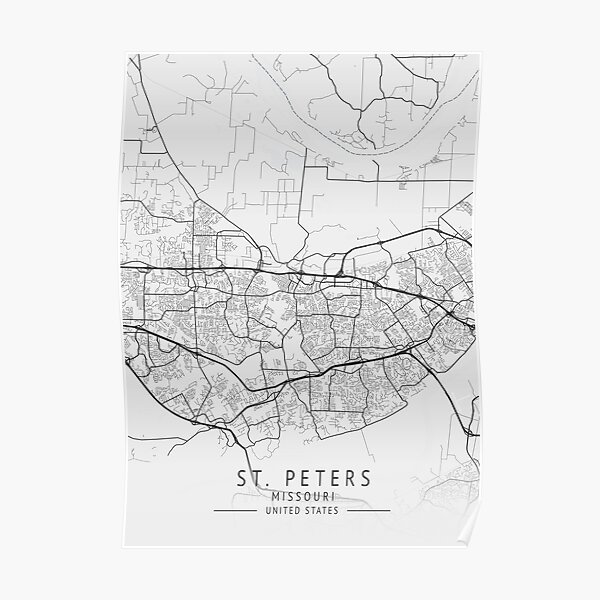 "St. Peters Missouri US Gray City Map" Poster for Sale by