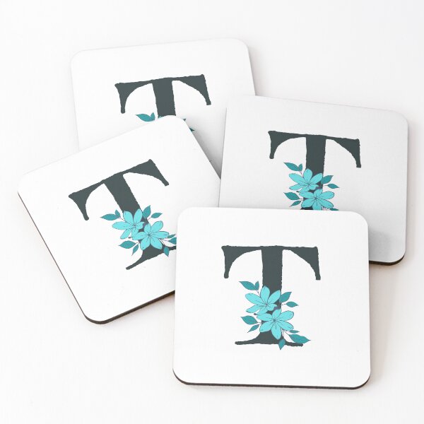 Item preview, Blue floral T monogram designed and sold by Coffee Lifestyle.
