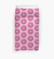 Pink Strawberry Frosted Donut with Sprinkles Duvet Cover