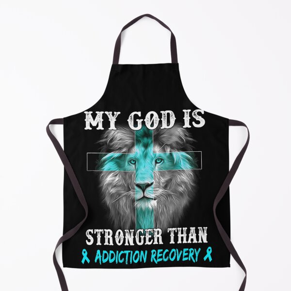 Artikelvorschau, Lion My God Is Stronger Than Addiction Recovery Support Addiction Recovery Warrior entworfen und verkauft von Hatjar.