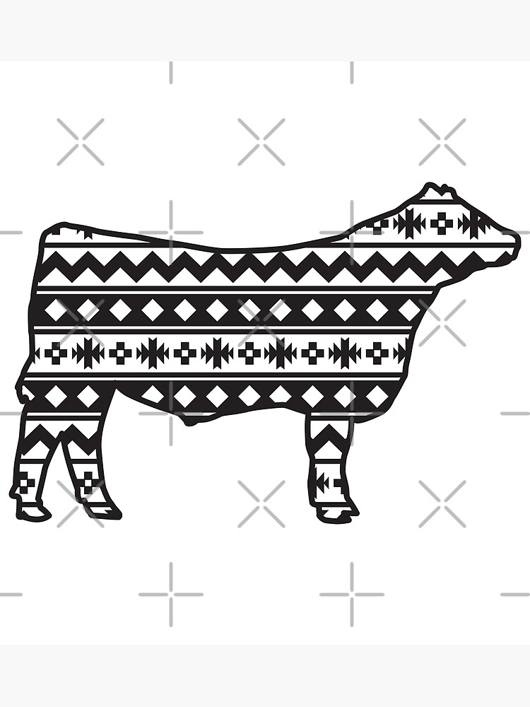 "Cattle Ranch Show Steer with Southwest Pattern" Poster for Sale by