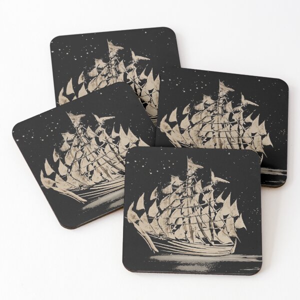 Item preview, drawing illustration of a galleon on a black background designed and sold by Cyberomiz.