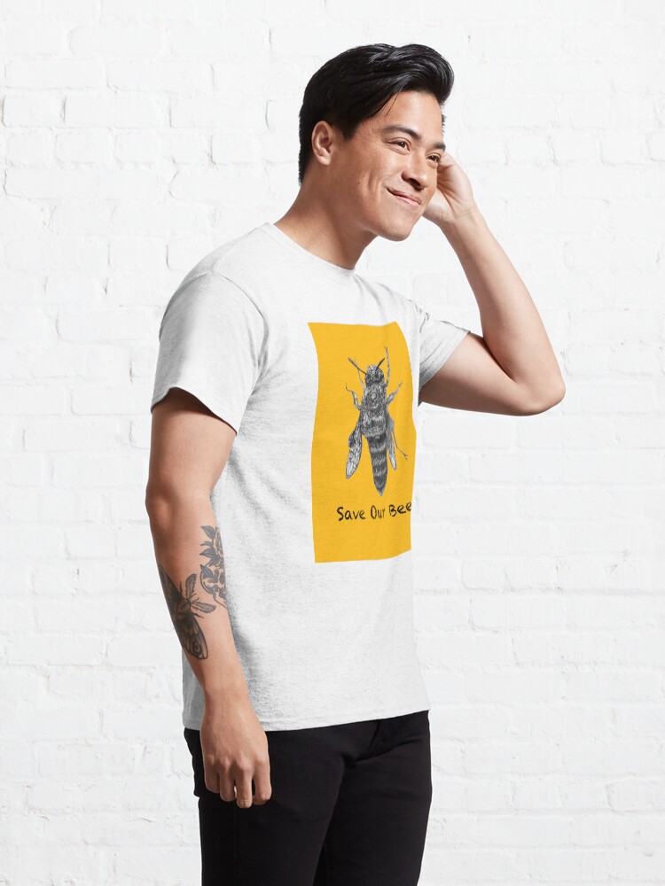 Alternate view of Save Our Bees in GOLD - featuring Buzzie the Bee Classic T-Shirt