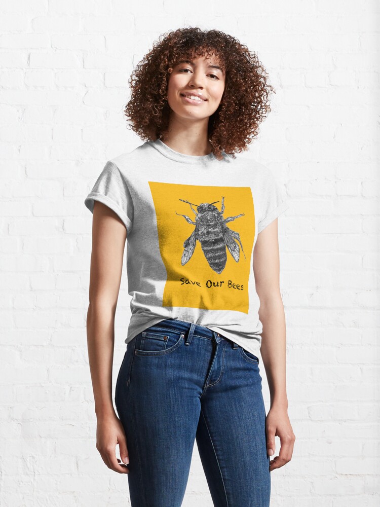 Alternate view of Save Our Bees in GOLD - featuring Buzzie the Bee Classic T-Shirt