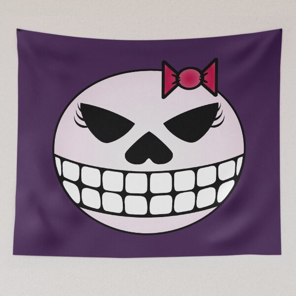 Item preview, Grinning Girl Skull with Bow designed and sold by RawSunArt.