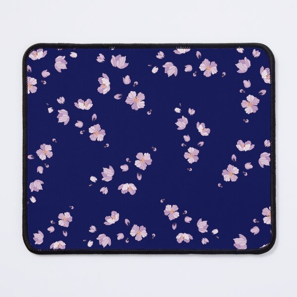 Item preview, Small Dainty Purple Flowers on Navy Blue Background designed and sold by burbankdesigns.